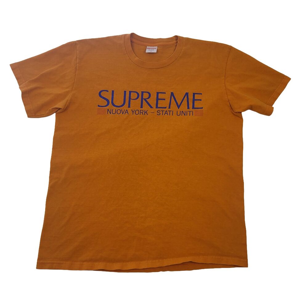 Supreme T Shirt Medium Orange Made In USA Nuova York Stati Uniti Logo